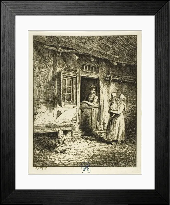 Framed Print : Entrance to a Peasants House, 1845. Creator: Charles Emile Jacque Framed Print : Entrance to a Peasants House, 1845. Creator: Charles Emile Jacque