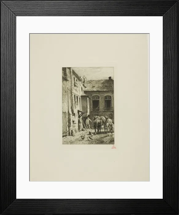 Framed Print : Parisian Courtyard, 1865. Creator: Charles Emile Jacque Framed Print : Parisian Courtyard, 1865. Creator: Charles Emile Jacque