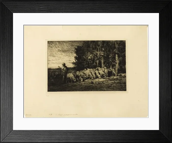 Framed Print : Flock of Sheep at the Edge of a Wood, 1877. Creator: Charles Emile Jacque Framed Print : Flock of Sheep at the Edge of a Wood, 1877. Creator: Charles Emile Jacque