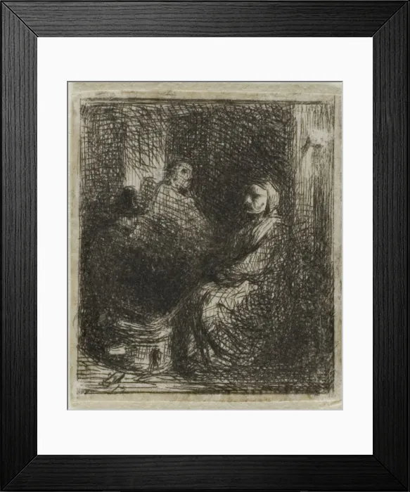 Framed Print : Woman Selling Fried Food, n. d. Creator: Charles Emile Jacque Framed Print : Woman Selling Fried Food, n. d. Creator: Charles Emile Jacque