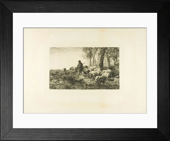 Framed Print : Herd of Pigs with Swineherd, 1878. Creator: Charles Emile Jacque Framed Print : Herd of Pigs with Swineherd, 1878. Creator: Charles Emile Jacque
