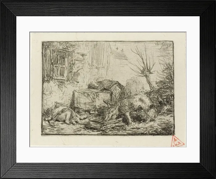 Framed Print : Farm Courtyard, 1846. Creator: Charles Emile Jacque Framed Print : Farm Courtyard, 1846. Creator: Charles Emile Jacque
