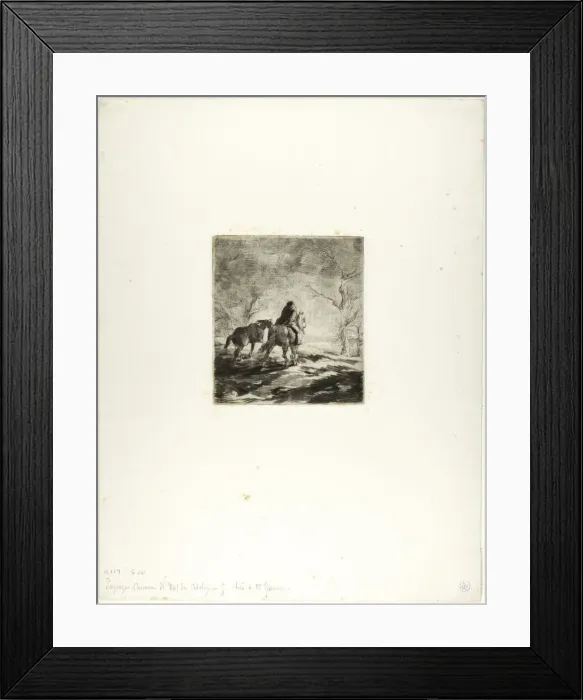Framed Print : Traveler on Horseback, 1848. Creator: Charles Emile Jacque Framed Print : Traveler on Horseback, 1848. Creator: Charles Emile Jacque