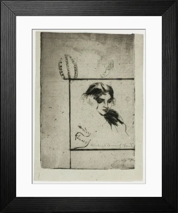Framed Print : Head of a Girl Leaning on Her Hand, 1895 / 1900. Creator: Theodore Roussel Framed Print : Head of a Girl Leaning on Her Hand, 1895 / 1900. Creator: Theodore Roussel