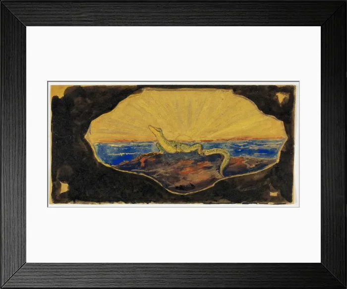 Framed Print : Untitled Drawing for Frame Cartouche (Salamander), 1899 / 1908. Creator: Theodore Roussel Framed Print : Untitled Drawing for Frame Cartouche (Salamander), 1899 / 1908. Creator: Theodore Roussel