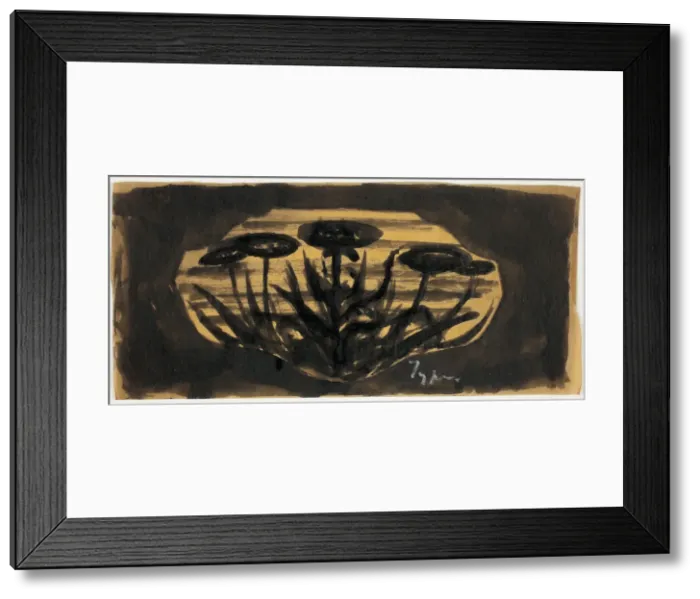 Framed Print : Untitled Drawing for Frame Cartouche (Plant Motif), 1899 / 1908. Creator: Theodore Roussel Framed Print : Untitled Drawing for Frame Cartouche (Plant Motif), 1899 / 1908. Creator: Theodore Roussel