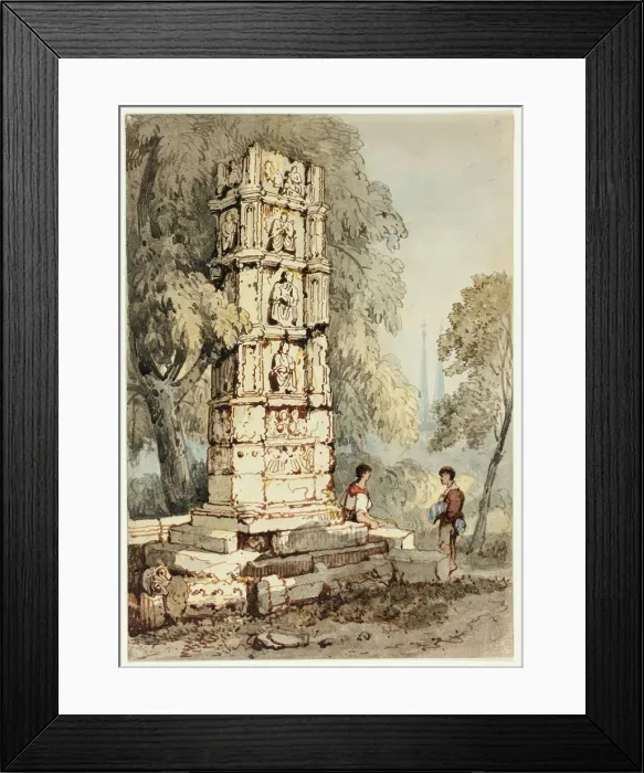 Framed Print : Two Figures Beside Medieval Ruins, with Church in Distance, n. d. Creator: Samuel Prout Framed Print : Two Figures Beside Medieval Ruins, with Church in Distance, n. d. Creator: Samuel Prout