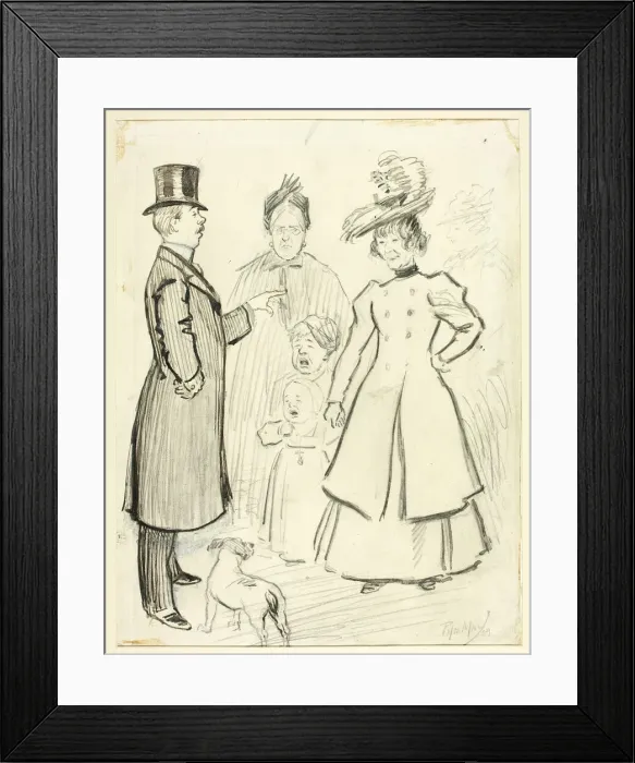 Framed Print : Humorous Scene of London Life in the East End, 1889. Creator: Philip William May Framed Print : Humorous Scene of London Life in the East End, 1889. Creator: Philip William May