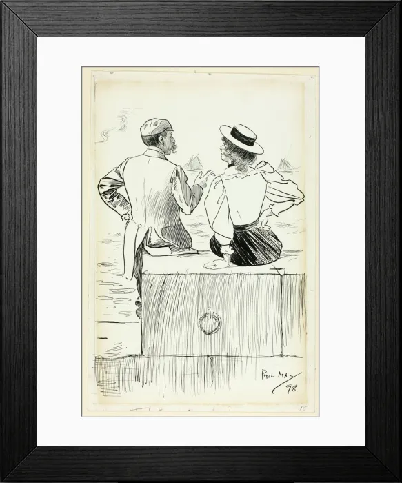 Framed Print : Man and Woman Sitting on Wharf, 1898. Creator: Philip William May Framed Print : Man and Woman Sitting on Wharf, 1898. Creator: Philip William May