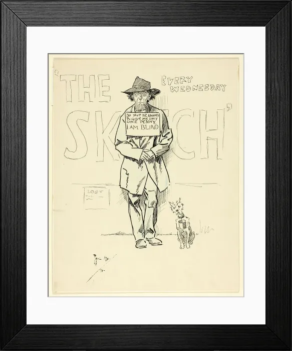 Framed Print : Blind Beggar and Dog, 1894. Creator: Philip William May Framed Print : Blind Beggar and Dog, 1894. Creator: Philip William May
