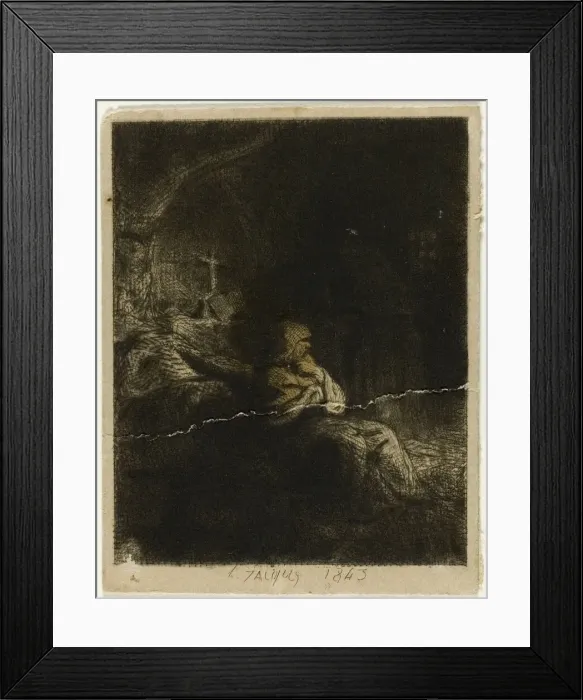 Framed Print : Monk at Prayer, 1843. Creator: Charles Emile Jacque Framed Print : Monk at Prayer, 1843. Creator: Charles Emile Jacque