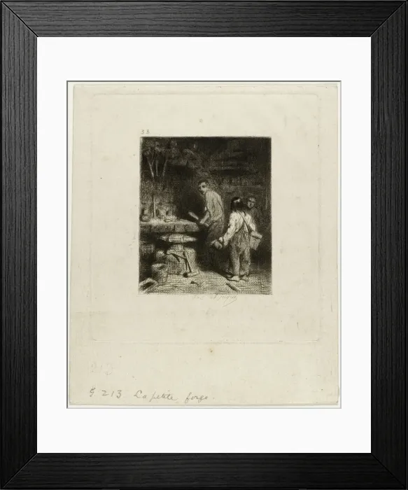 Framed Print : The Small Forge, 1843. Creator: Charles Emile Jacque Framed Print : The Small Forge, 1843. Creator: Charles Emile Jacque