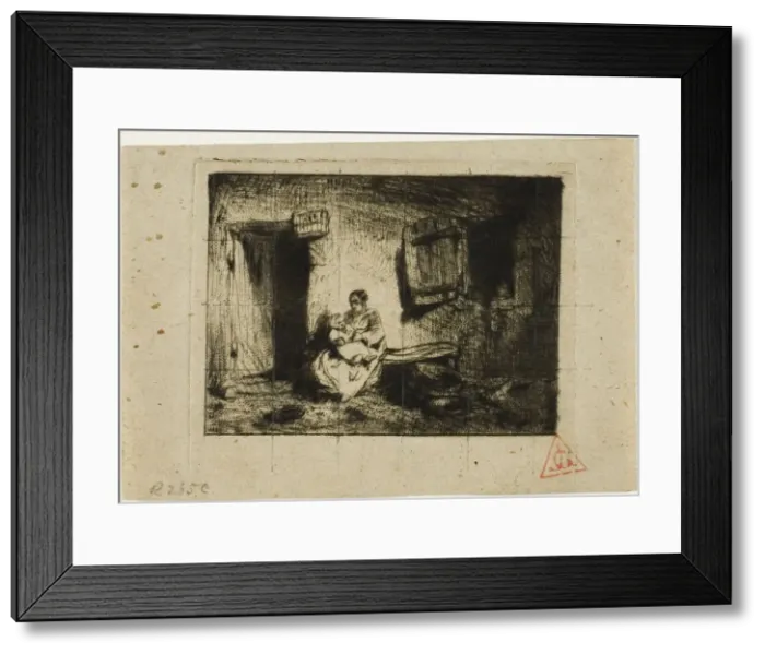 Framed Print : Nursemaid, 1843. Creator: Charles Emile Jacque Framed Print : Nursemaid, 1843. Creator: Charles Emile Jacque
