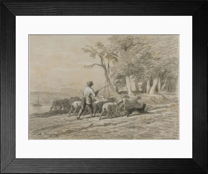 Framed Print : Shepherd and his Flock, n. d. Creator: Charles Emile Jacque Framed Print : Shepherd and his Flock, n. d. Creator: Charles Emile Jacque