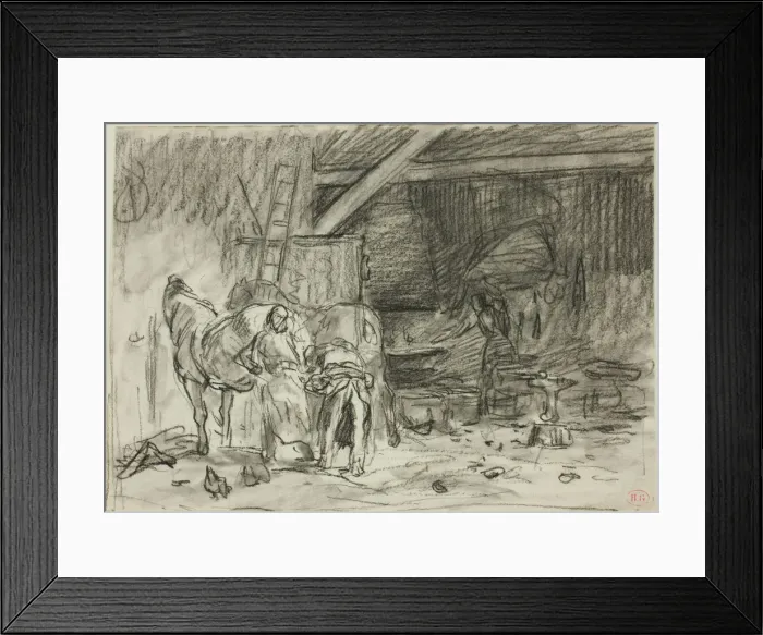 Framed Print : Interior of a Blacksmiths Shop (recto); Man Bending Over, Seen from Read (verso) Framed Print : Interior of a Blacksmiths Shop (recto); Man Bending Over, Seen from Read (verso)
