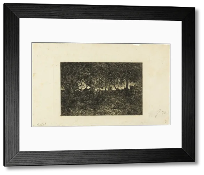 Framed Print : In the Forest, 1844. Creator: Charles Emile Jacque