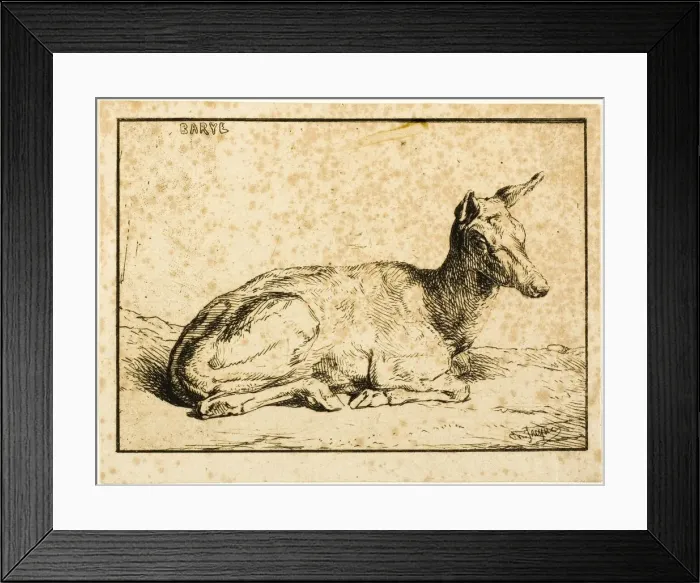 Framed Print : A Doe, 1846. Creator: Charles Emile Jacque Framed Print : A Doe, 1846. Creator: Charles Emile Jacque