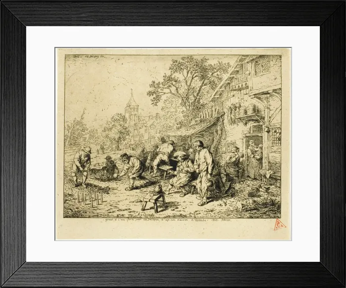 Framed Print : The Ninepin Players, 1846. Creator: Charles Emile Jacque Framed Print : The Ninepin Players, 1846. Creator: Charles Emile Jacque