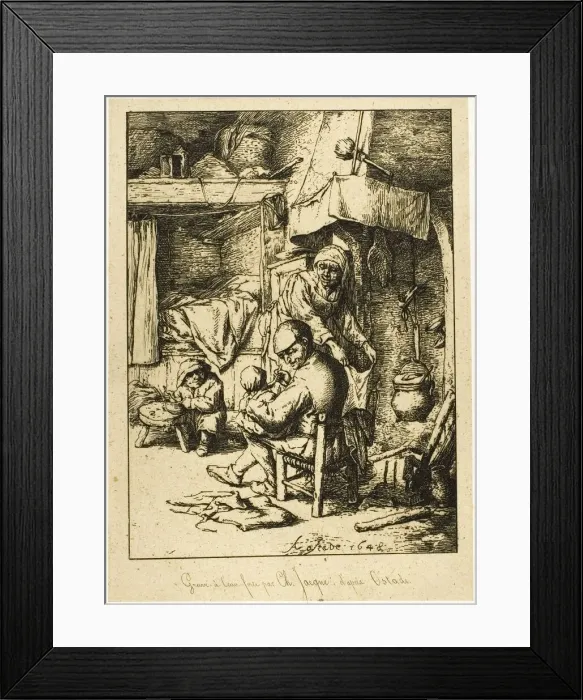 Framed Print : A Father and his Family, 1844. Creator: Charles Emile Jacque Framed Print : A Father and his Family, 1844. Creator: Charles Emile Jacque