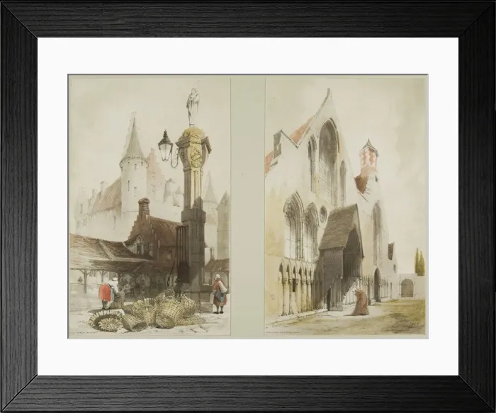 Framed Print : Fish Market, Antwerp and Hospice des Vieillards, Cand, from Picturesque Architecture