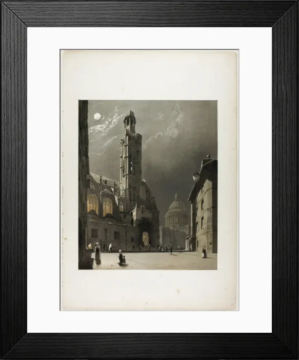 Framed Print : St Etienne du Mont and the Pantheon, Paris, plate 20 from Picturesque Architecture in Framed Print : St Etienne du Mont and the Pantheon, Paris, plate 20 from Picturesque Architecture in