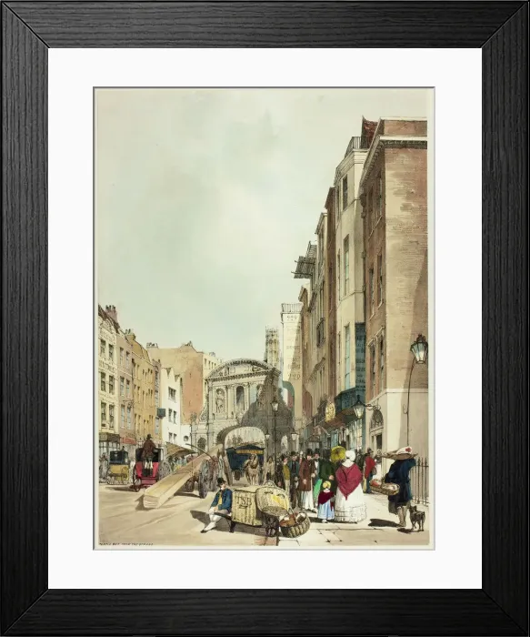 Framed Print : Temple Bar from The Strand, plate 22 from Original Views of London as It Is, 1842 Framed Print : Temple Bar from The Strand, plate 22 from Original Views of London as It Is, 1842