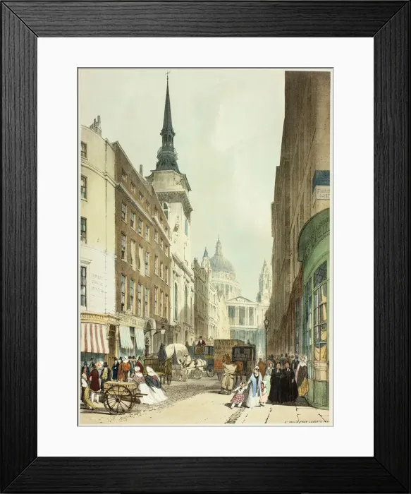 Framed Print : St. Pauls from Ludgate Hill, plate 24 from Original Views of London as It Is, 1842 Framed Print : St. Pauls from Ludgate Hill, plate 24 from Original Views of London as It Is, 1842