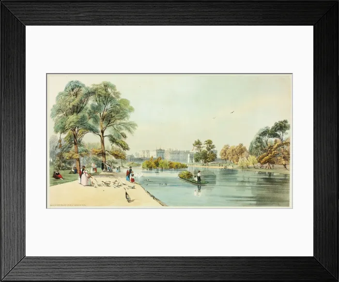 Framed Print : Buckingham Palace from St. James Park, plate eleven from Original Views of London as It Is Framed Print : Buckingham Palace from St. James Park, plate eleven from Original Views of London as It Is