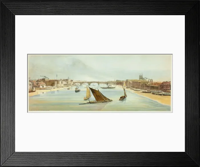 Framed Print : London Bridge, from Southwark Bridge, plate four from Original Views of London as It Is Framed Print : London Bridge, from Southwark Bridge, plate four from Original Views of London as It Is