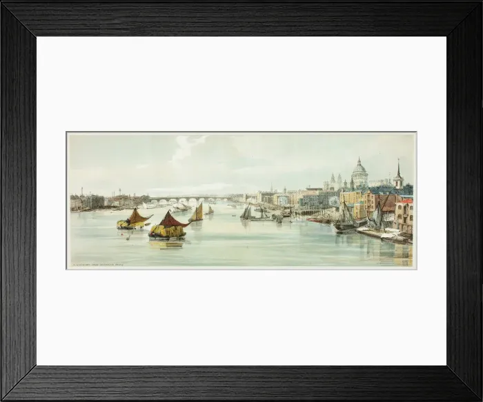 Framed Print : Blackfriars, from Southwark Bridge, plate six from Original Views of London as It Is Framed Print : Blackfriars, from Southwark Bridge, plate six from Original Views of London as It Is