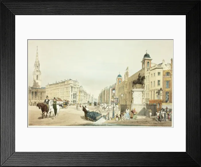 Framed Print : Entry to The Strand from Charing Cross, plate twenty from Original Views of London as It Framed Print : Entry to The Strand from Charing Cross, plate twenty from Original Views of London as It