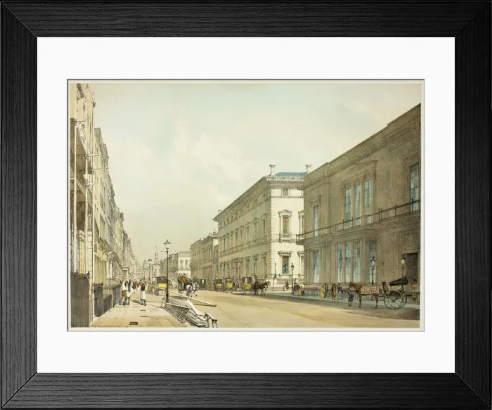 Framed Print : The Club Houses and Pall Mall, plate thirteen from Original Views of London as It Is