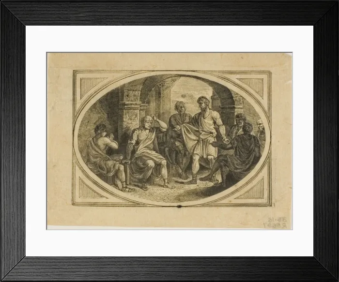 Framed Print : Fable: The Boasting Traveler, n. d. Creator: Thomas Bewick Framed Print : Fable: The Boasting Traveler, n. d. Creator: Thomas Bewick
