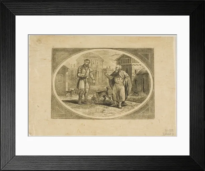 Framed Print : Fable: A Man Bitten by a Dog, n. d. Creator: Thomas Bewick Framed Print : Fable: A Man Bitten by a Dog, n. d. Creator: Thomas Bewick