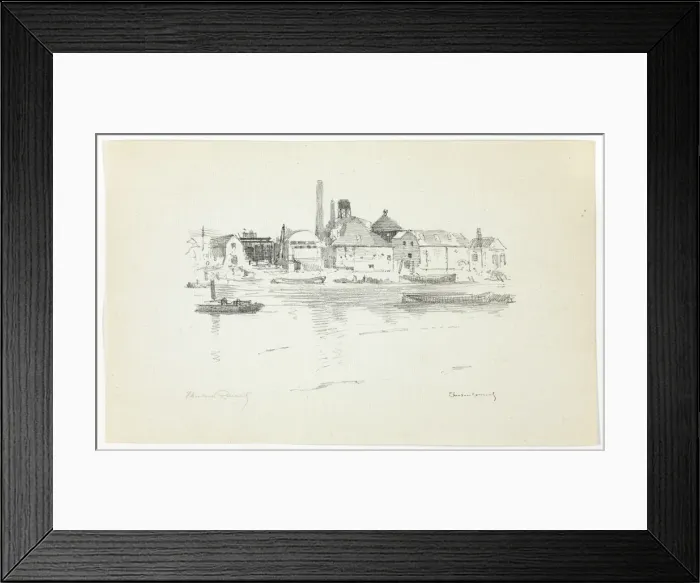 Framed Print : Battersea from the River, Low Tide, 1890-94. Creator: Theodore Roussel Framed Print : Battersea from the River, Low Tide, 1890-94. Creator: Theodore Roussel