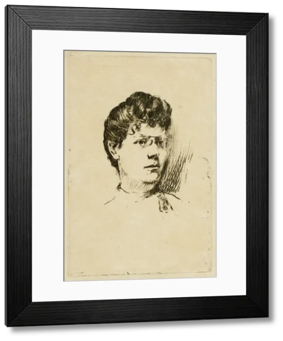 Framed Print : Sketch of a Womans Head, 1895-1900. Creator: Theodore Roussel Framed Print : Sketch of a Womans Head, 1895-1900. Creator: Theodore Roussel