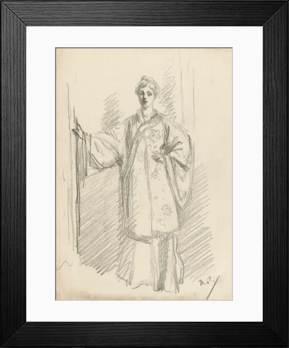 Framed Print : Standing Figure in a Chinese Gown, 1890-94. Creator: Theodore Roussel Framed Print : Standing Figure in a Chinese Gown, 1890-94. Creator: Theodore Roussel