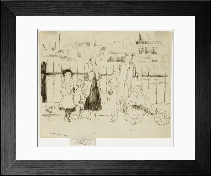 Framed Print : Events Over the Railings, Chelsea Embankment, 1888-89. Creator: Theodore Roussel Framed Print : Events Over the Railings, Chelsea Embankment, 1888-89. Creator: Theodore Roussel