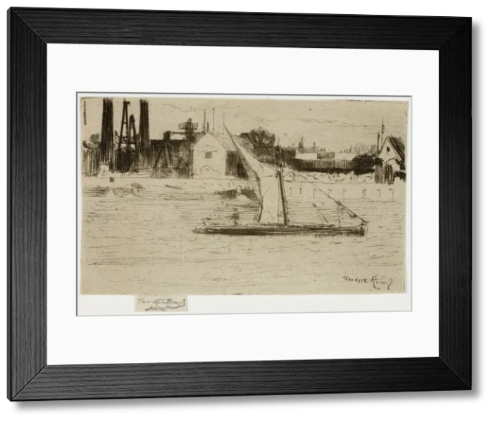 Framed Print : The Little Barge, Chelsea, 1888-89. Creator: Theodore Roussel Framed Print : The Little Barge, Chelsea, 1888-89. Creator: Theodore Roussel