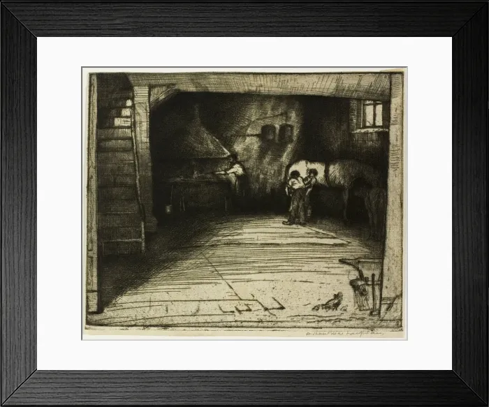 Framed Print : Forge with the White Horse, 1900. Creator: Donald Shaw MacLaughlan Framed Print : Forge with the White Horse, 1900. Creator: Donald Shaw MacLaughlan