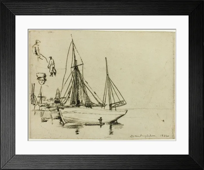 Framed Print : Sketch of Fishing Boats and Sailors, 1902. Creator: Donald Shaw MacLaughlan Framed Print : Sketch of Fishing Boats and Sailors, 1902. Creator: Donald Shaw MacLaughlan