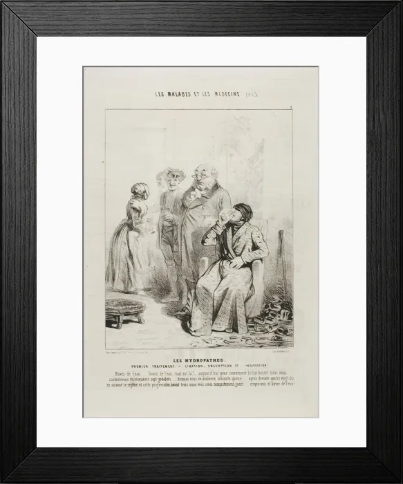 Framed Print : The Hydropaths: First Treatment (plate 1), 1843. Creator: Charles Emile Jacque Framed Print : The Hydropaths: First Treatment (plate 1), 1843. Creator: Charles Emile Jacque