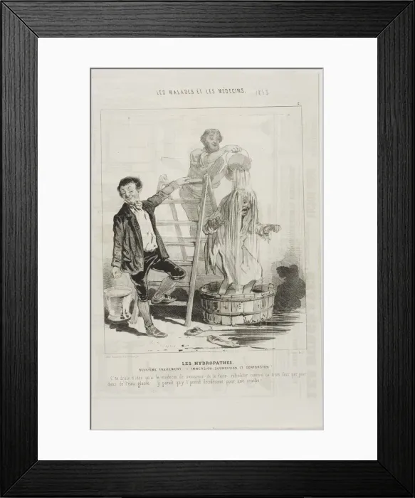 Framed Print : The Hydropaths: Second Treatment (plate 2), 1843. Creator: Charles Emile Jacque Framed Print : The Hydropaths: Second Treatment (plate 2), 1843. Creator: Charles Emile Jacque