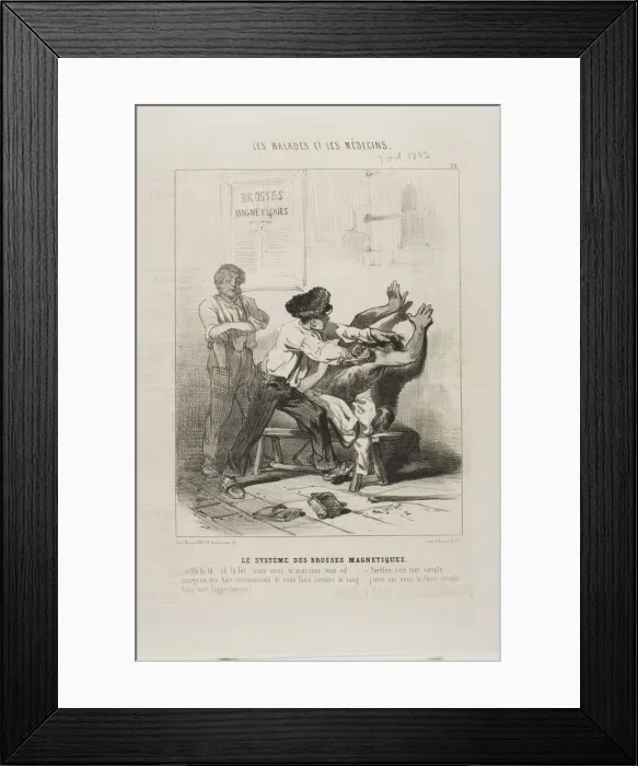 Framed Print : The Magnetic Brush Method (plate 21), 1843. Creator: Charles Emile Jacque Framed Print : The Magnetic Brush Method (plate 21), 1843. Creator: Charles Emile Jacque