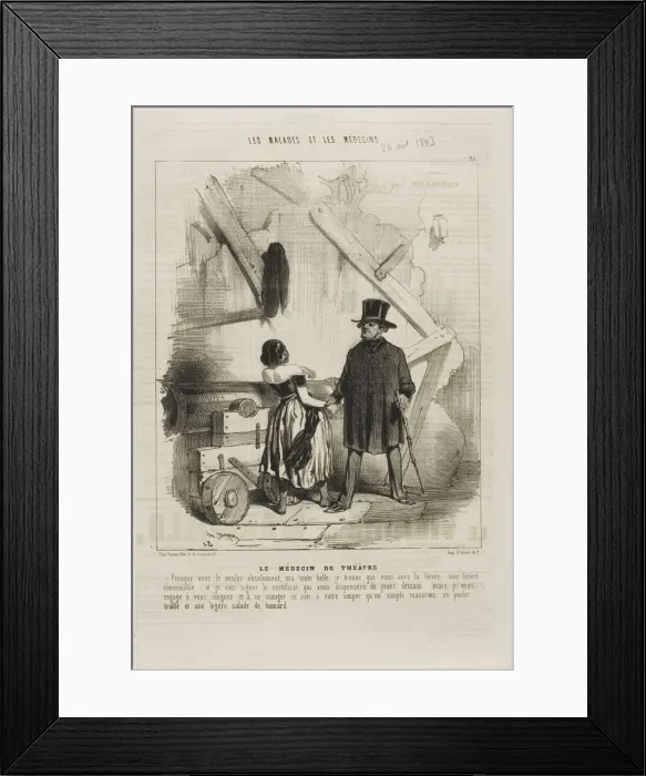 Framed Print : The Theatre Doctor (plate 25), 1843. Creator: Charles Emile Jacque Framed Print : The Theatre Doctor (plate 25), 1843. Creator: Charles Emile Jacque