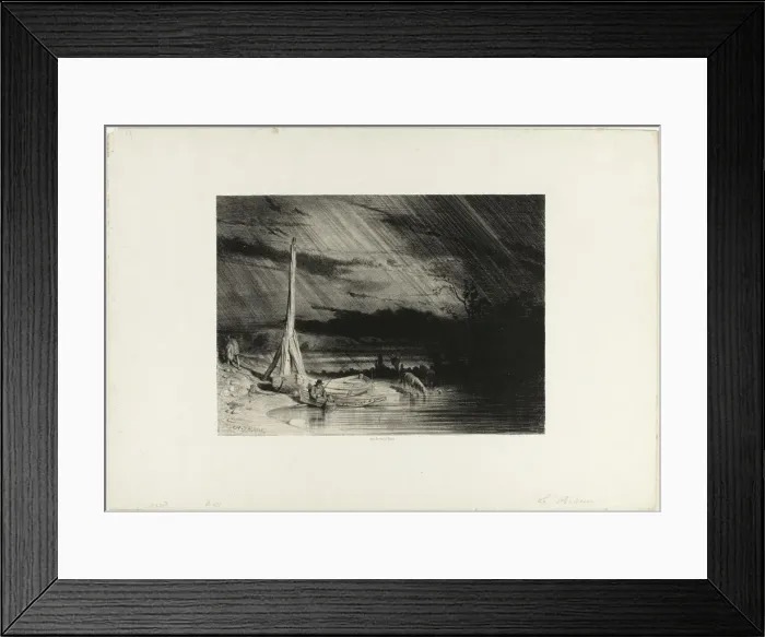 Framed Print : Fisherman, c. 1844. Creator: Charles Emile Jacque Framed Print : Fisherman, c. 1844. Creator: Charles Emile Jacque