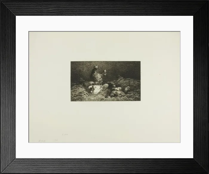 Framed Print : Chickens in Their Roost, 1864-1866. Creator: Charles Emile Jacque Framed Print : Chickens in Their Roost, 1864-1866. Creator: Charles Emile Jacque