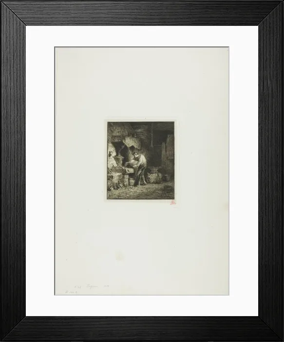Framed Print : Blacksmith Facing Left, 1850. Creator: Charles Emile Jacque Framed Print : Blacksmith Facing Left, 1850. Creator: Charles Emile Jacque