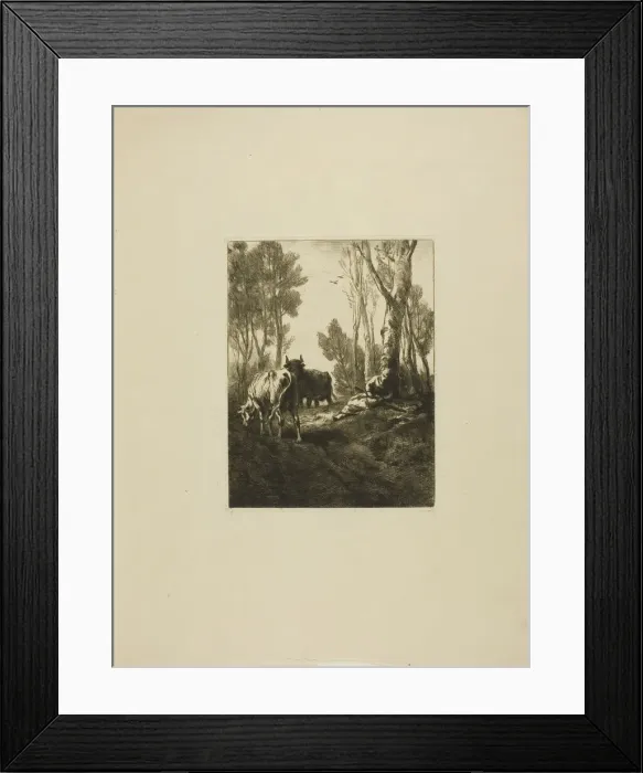 Framed Print : Cowherd, n. d. Creator: Charles Emile Jacque Framed Print : Cowherd, n. d. Creator: Charles Emile Jacque
