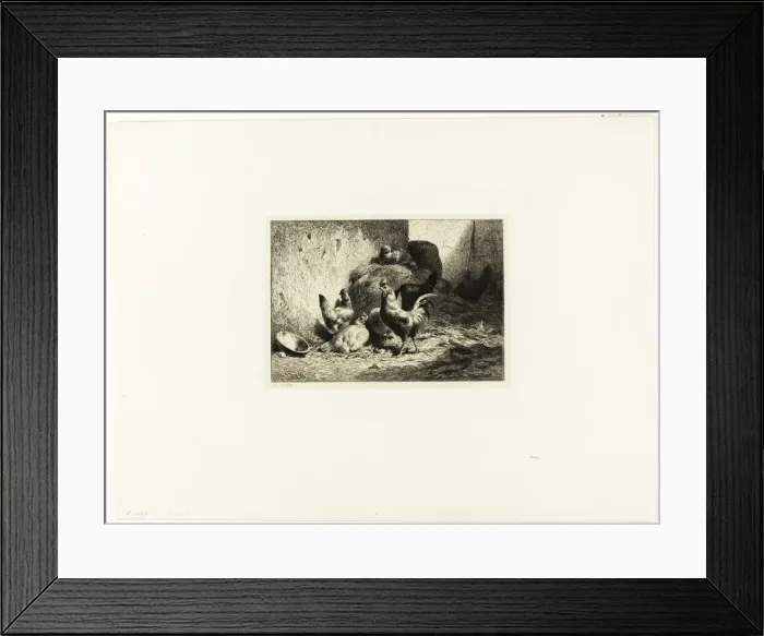 Framed Print : Rooster and Hens, c. 1864. Creator: Charles Emile Jacque Framed Print : Rooster and Hens, c. 1864. Creator: Charles Emile Jacque